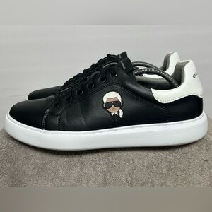 Karl Lagerfeld Kapri Lo Mono Mid Low Cut Mens Sneakers Black SIZE 11.5 RARE